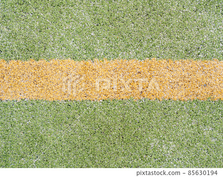 Yellow marks and lines on outdoor football or hanball playfield. Yellow marks and lines on outdoor football or hanball playfield. 85630194