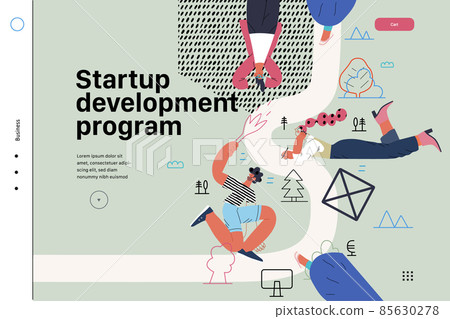 Startup illustration, website landing template. Concept of building new business Startup illustration, website landing template. Concept of building new business 85630278