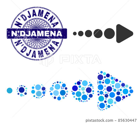 Distress N'DJAMENA Round Guilloche Stamp and Arrow Right Composition Icon of Round Dots Distress N'DJAMENA Round Guilloche Stamp and Arrow Right Composition Icon of Round Dots 85630447