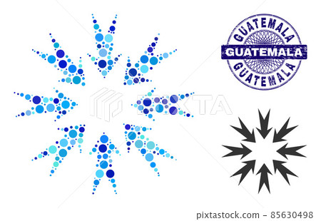 Textured GUATEMALA Round Guilloche Seal Stamp and Pressure Arrows Collage Icon of Round Dots 85630498