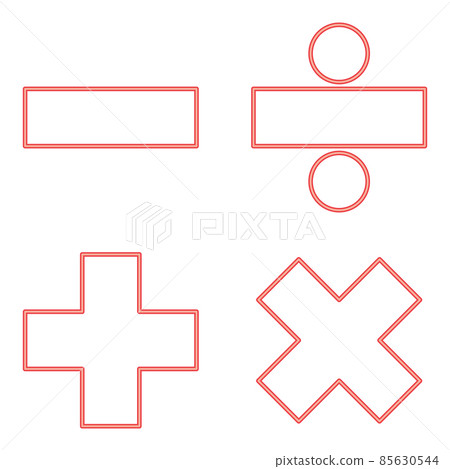 Neon math signs red color vector illustration image flat style Neon math signs red color vector illustration image flat style 85630544
