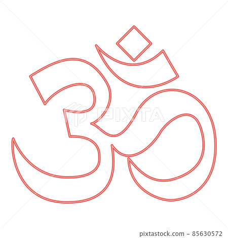 Neon induism symbol om sign red color vector illustration image flat style 85630572