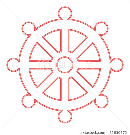 Neon symbol budhism wheel law religious sign red color vector illustration image flat style 85630573