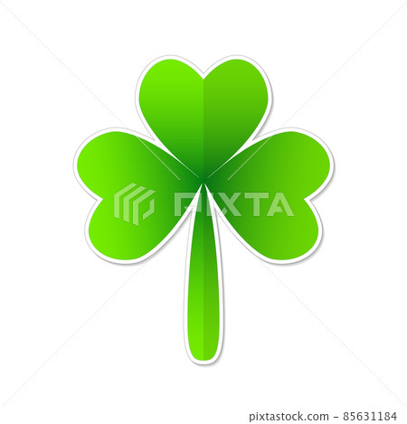 Three leaf green clover in cartoon style. Lucky quatrefoil. Good luck symbol Three leaf green clover in cartoon style. Lucky quatrefoil. Good luck symbol 85631184