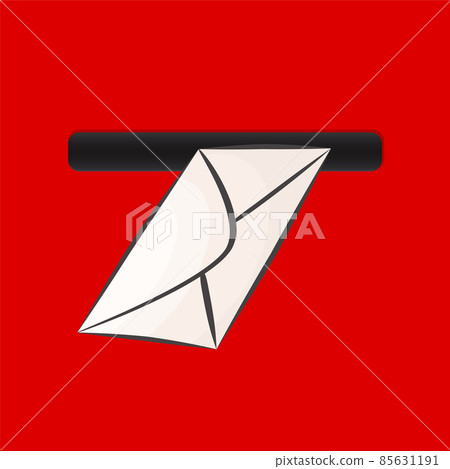 White Envelope in Red Mailbox extreme closeup, stock vector illustration White Envelope in Red Mailbox extreme closeup, stock vector illustration 85631191