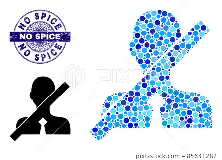 Distress NO SPICE Round Guilloche Seal and No Gentleman Collage Icon of Round Dots Distress NO SPICE Round Guilloche Seal and No Gentleman Collage Icon of Round Dots 85631282