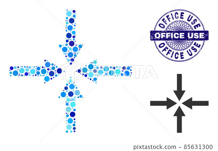 Scratched OFFICE USE Round Guilloche Stamp and Impact Arrows Mosaic Icon of Round Dots Scratched OFFICE USE Round Guilloche Stamp and Impact Arrows Mosaic Icon of Round Dots 85631300