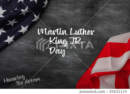 Martin Luther King Day - American flag on blackboard 85632124