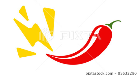 Vector illustration of hot chilli pepper with lightning. Vector emblem jalapeno or chilli pepper Vector illustration of hot chilli pepper with lightning. Vector emblem jalapeno or chilli pepper 85632280