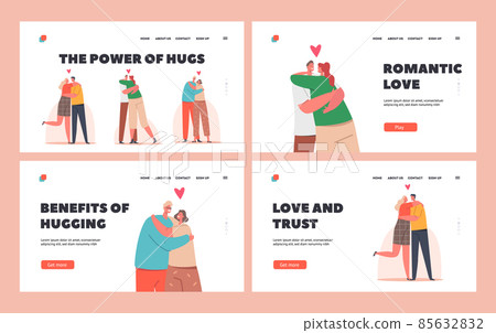 Loving People Hugs Landing Page Template Set. Loving Couples Romantic Relations. Happy Men and Women Embracing Loving People Hugs Landing Page Template Set. Loving Couples Romantic Relations. Happy Men and Women Embracing 85632832