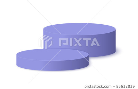 Round purple podiums. Empty pedestal mockup in trendy very peri colors for product presentation. Clean circular showcase platforms Round purple podiums. Empty pedestal mockup in trendy very peri colors for product presentation. Clean circular showcase platforms 85632839