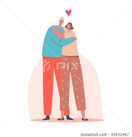 Loving Couple Man and Woman Holding Hands... - Stock Illustration ...