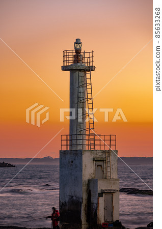 Sunset at Oarai Coast Isohama Light Pillar 85633268