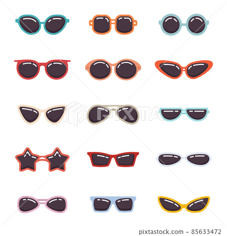 Glasses flat collection isolated on white background 85633472