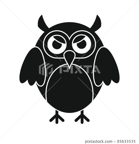 Wise sad owl black simple silhouette vector icon Wise sad owl black simple silhouette vector icon 85633535