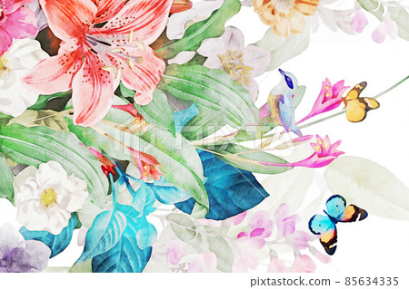 Elegant watercolor vintage floral illustration 85634335