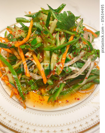 中國菜冷菜、青椒和香菜 中國菜冷菜、青椒和香菜 85634495