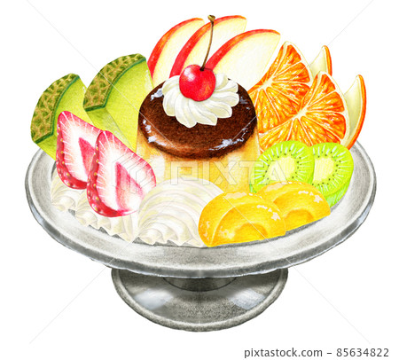 布丁 la 模式的彩色鉛筆劃插圖 布丁 la 模式的彩色鉛筆劃插圖 85634822