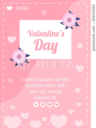 Happy Valentine's Day Flyer Template Flat Design Illustration Editable of Square Background for Social media, Love Greeting Card or Banner Happy Valentine's Day Flyer Template Flat Design Illustration Editable of Square Background for Social media, Love Greeting Card or Banner 85634893