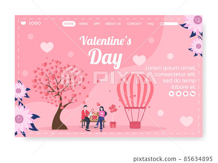 Happy Valentine's Day Landing Page Template Flat Design Illustration Editable of Square Background for Social media, Love Greeting Card or Banner Happy Valentine's Day Landing Page Template Flat Design Illustration Editable of Square Background for Social media, Love Greeting Card or Banner 85634895