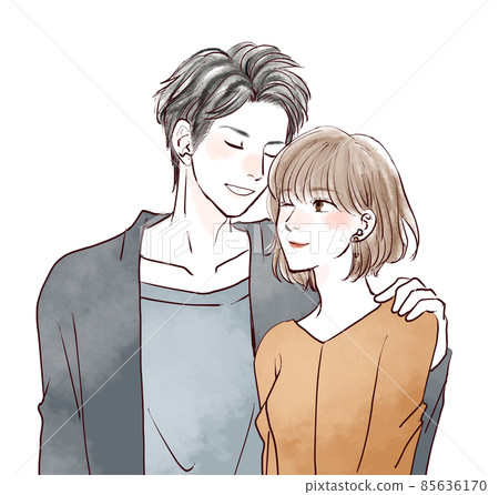 男性和女性夫婦一起臉頰 男性和女性夫婦一起臉頰 85636170