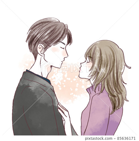 Male and female couple just before kissing Male and female couple just before kissing 85636171