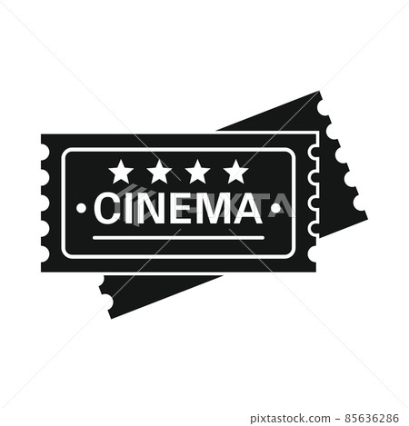 Vector cinema ticket black simple icon isolated on white Vector cinema ticket black simple icon isolated on white 85636286