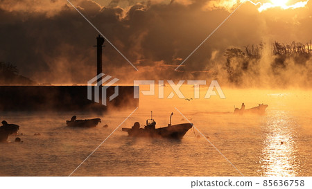 Seascape with a storm in Oshima, Kesennuma City 85636758