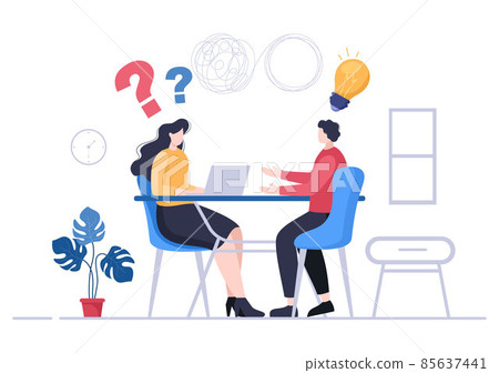 Problem and Solution in Business Solving to Look Ideas with the Concept of Teamwork Can use for Web Banner or Background Flat Illustration 85637441