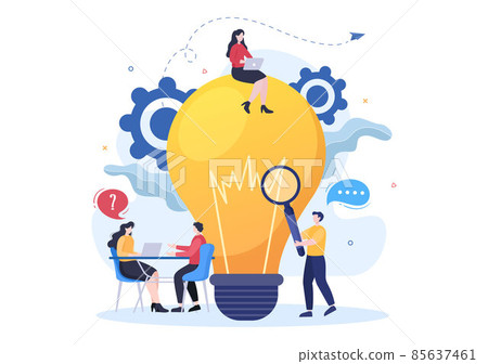 Problem and Solution in Business Solving to Look Ideas with the Concept of Teamwork Can use for Web Banner or Background Flat Illustration 85637461