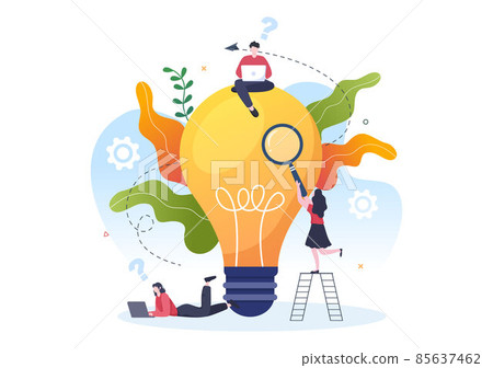 Problem and Solution in Business Solving to Look Ideas with the Concept of Teamwork Can use for Web Banner or Background Flat Illustration 85637462