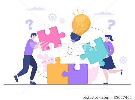 Problem and Solution in Business Solving to Look Ideas with the Concept of Teamwork Can use for Web Banner or Background Flat Illustration 85637463