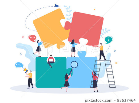 Problem and Solution in Business Solving to Look Ideas with the Concept of Teamwork Can use for Web Banner or Background Flat Illustration 85637464