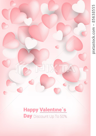 happy valentines day celebration love banner flyer or greeting card with pink hearts happy valentines day celebration love banner flyer or greeting card with pink hearts 85638555