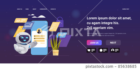 robot entering passcode in personal business account on smartphone screen person data security artificial technology robot entering passcode in personal business account on smartphone screen person data security artificial technology 85638685