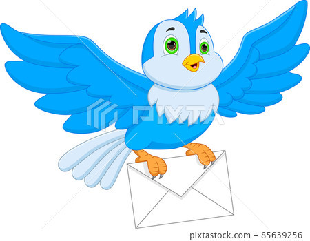 cute bird carrying envelope on white background cute bird carrying envelope on white background 85639256