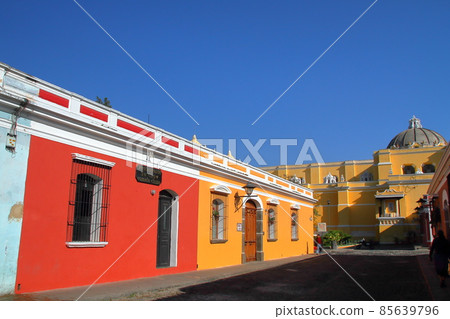 Antigua Church and Cityscape, a World Heritage Site in Guatemala, Central America 85639796