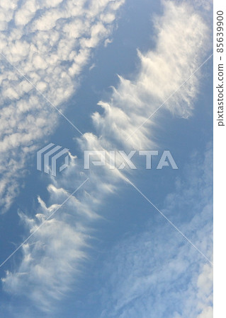 Elongated and strangely shaped white clouds that appeared in the blue sky Elongated and strangely shaped white clouds that appeared in the blue sky 85639900