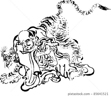 A monk tame a tiger A monk tame a tiger 85641521