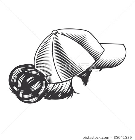 Woman face vintage hairstyles with cap vector line art illustration. 85641589