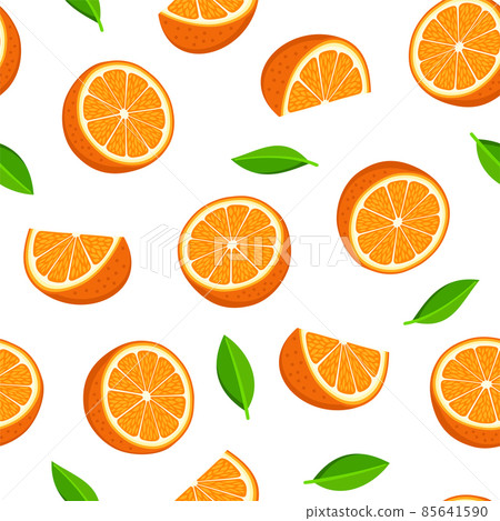 Orange and Green Leaves Seamless Pattern. Vector 85641590