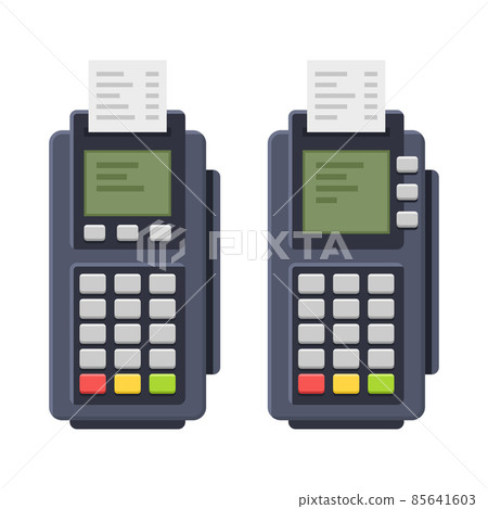POS Terminal with Receipt Set. Flat Style Vector POS Terminal with Receipt Set. Flat Style Vector 85641603