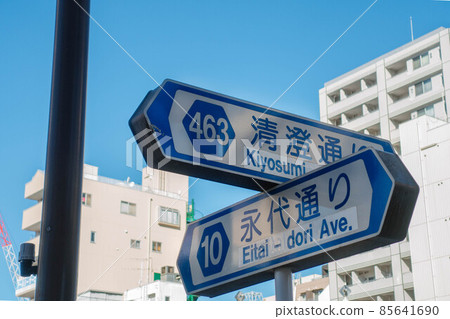 東京,國道 463 號清澄通和國道 10 號永泰通的路標 東京,國道 463 號清澄通和國道 10 號永泰通的路標 85641690