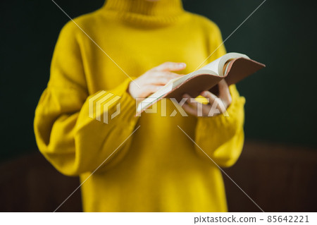 A knitted woman reading a book A knitted woman reading a book 85642221