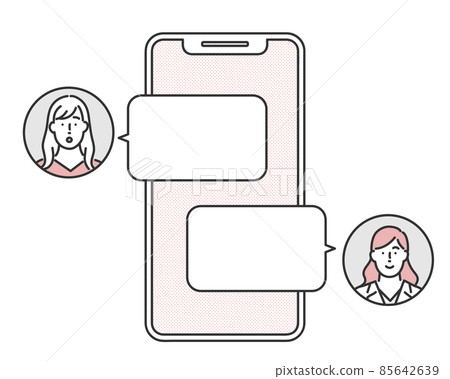 使用在線醫療服務在智能手機上諮詢醫生的用戶的圖像插圖材料 85642639