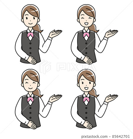 A woman in uniform who guides with a smile (color, left hand) A woman in uniform who guides with a smile (color, left hand) 85642701