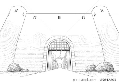 Cartoon style pen drawing illustration Western style _ castle Cartoon style pen drawing illustration Western style _ castle 85642803