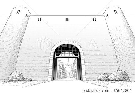 Cartoon style pen drawing illustration Western style _ castle Cartoon style pen drawing illustration Western style _ castle 85642804