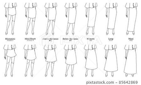 Skirt length type White background 85642869