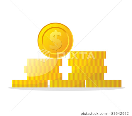Money icon on white background. Coins vector illustration in flat style. Icons for design, website 85642952
